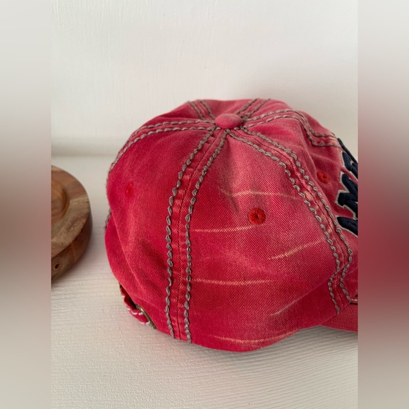 Kbethos Vintage Distressed America Baseball Cap Red Strap Back - Picture 7 of 8